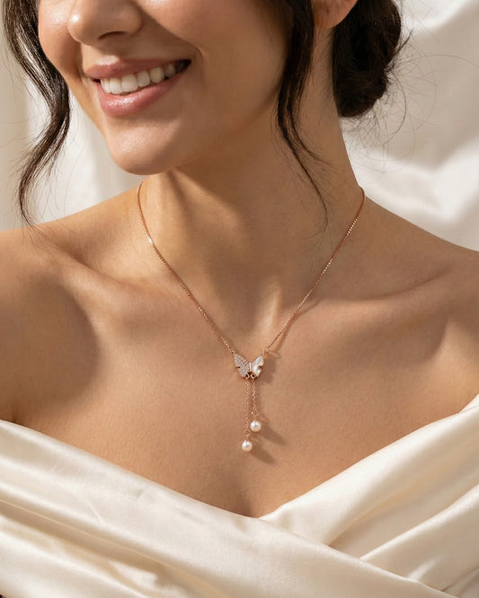 The Ethereal Butterfly & Pearl Drop Necklace