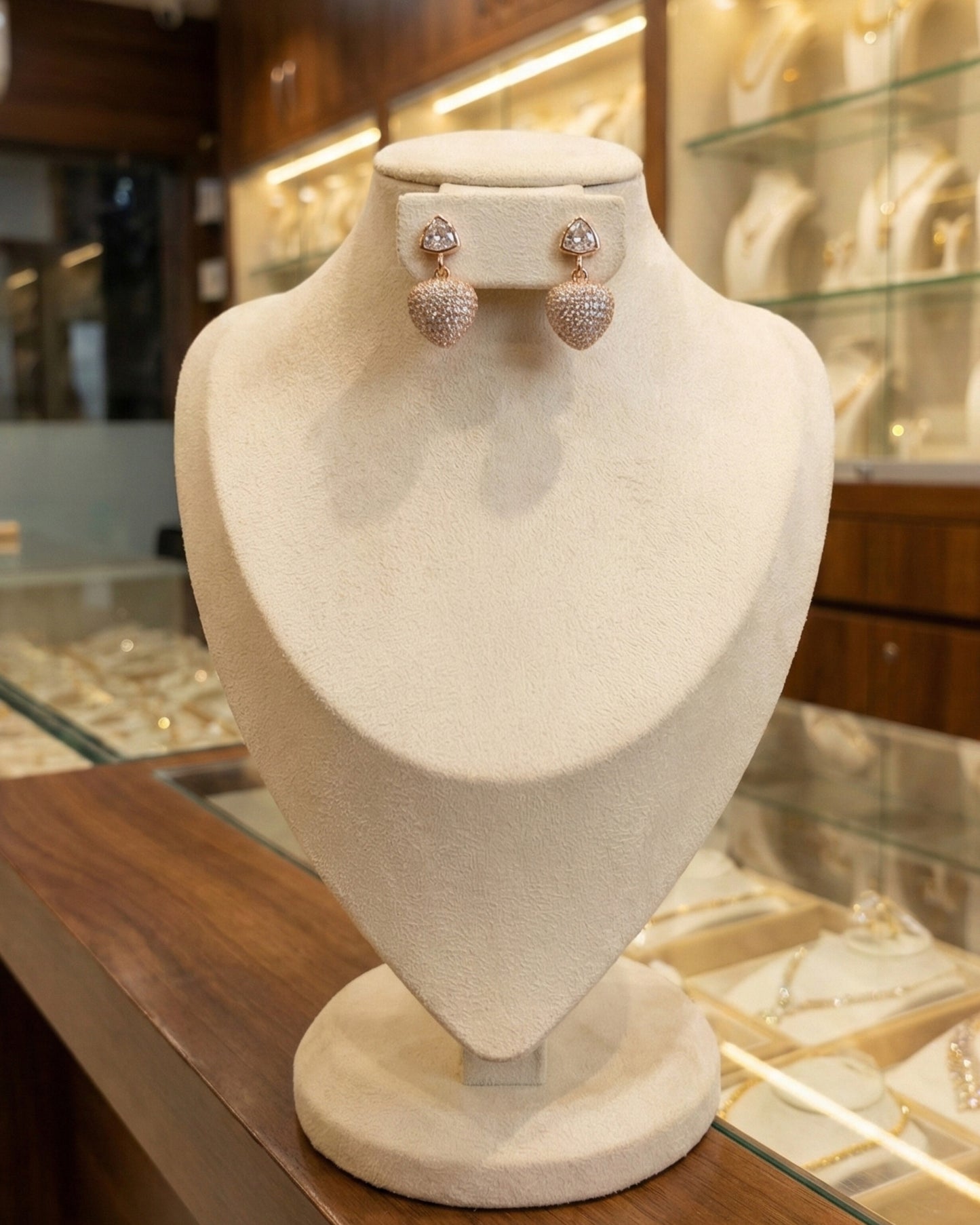 Sweetheart Pave Drop Earrings