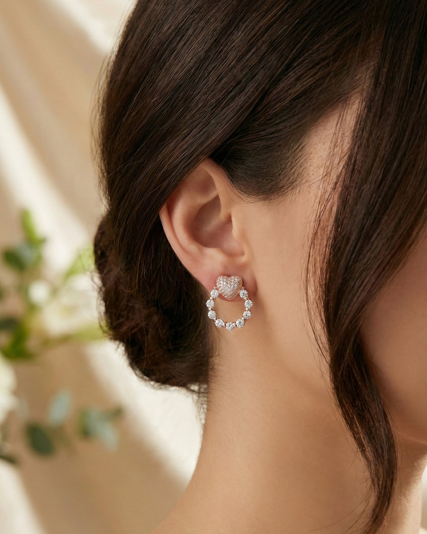 Rose Radiance Heart Studs