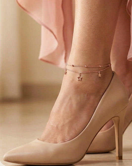 Midnight Star Rose Gold Anklet