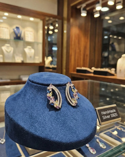 Rainbow Crystal Curve Earring