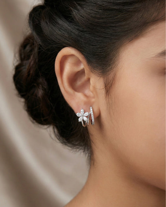 Silver Petal Twist Earring