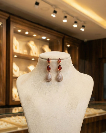Crimson Radiance Pave Drops Earring