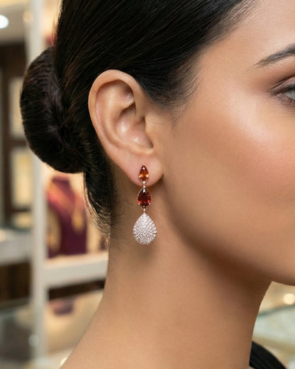 Crimson Radiance Pave Drops Earring