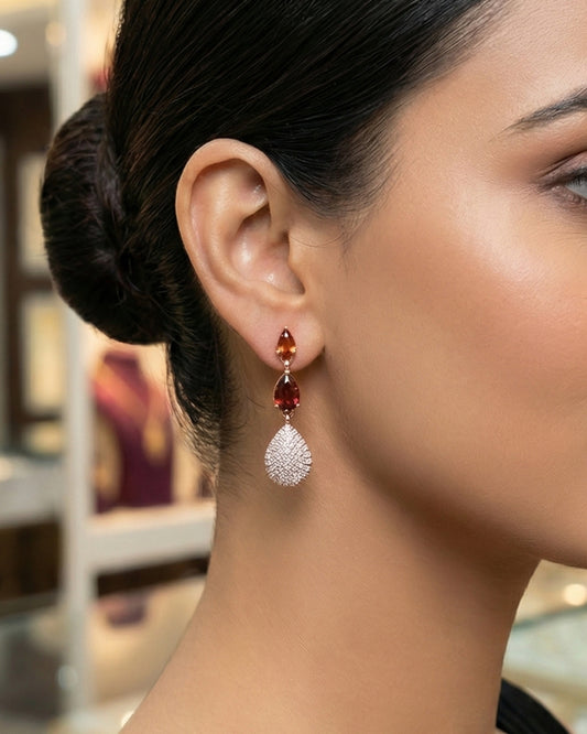 Crimson Radiance Pave Drops Earring
