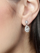 Load image into Gallery viewer, Silver Toned Cubic Zirconia Stone Studded Contemporary Drop Earrings - Stylishever
