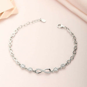 Crystal Infinity Charm Silver Bracelet - Stylishever