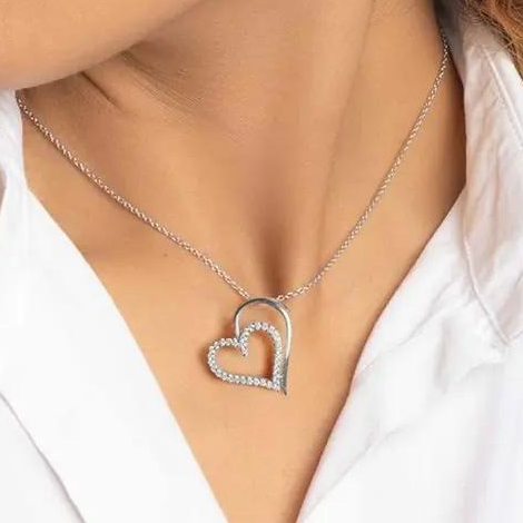 Unique Heart Zirconia Silver Pendant Set - Stylishever