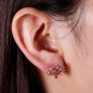 Silver Rose Gold Tree Of Life Earrings - Stylishever