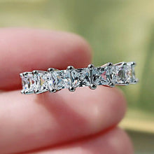 Load image into Gallery viewer, Square Eternity Silver Ring with Swarovski Crystals - Stylishever

