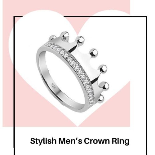 MENS SILVER CROWN RING - Stylishever