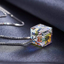 Load image into Gallery viewer, Swarovski Crystal Aurora Borealis Cube Necklace 🌈 GLOW - Stylishever
