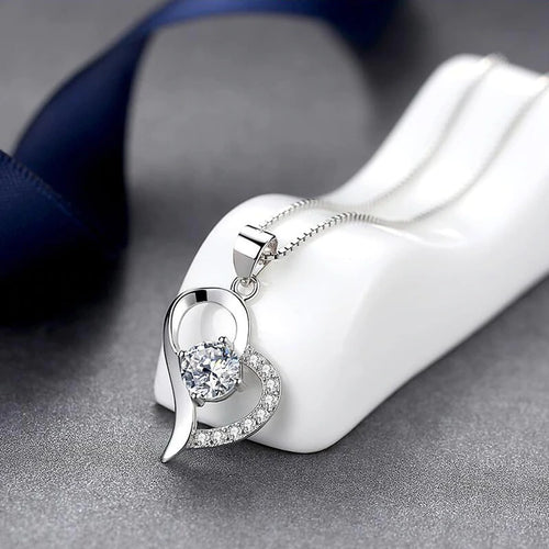 Stylish Heart Shape Silver Pendant Set - Stylishever