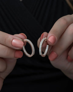 Zircon Stone Hoop Silver Earrings - Stylishever