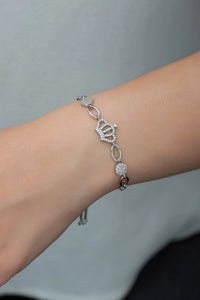 Elevated Queen Crown Wristband Silver Bracelet - Stylishever