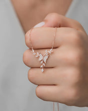 Load image into Gallery viewer, Silver Rose Branch Butterfly Necklace - Stylishever
