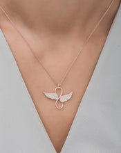 Load image into Gallery viewer, Silver Rose Wing Infinity Necklace - Stylishever
