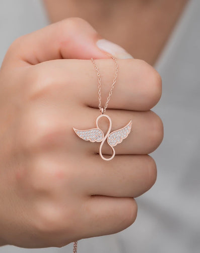Silver Rose Wing Infinity Necklace - Stylishever
