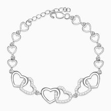Load image into Gallery viewer, Interlocked Heart Duo Silver Bracelet - Stylishever
