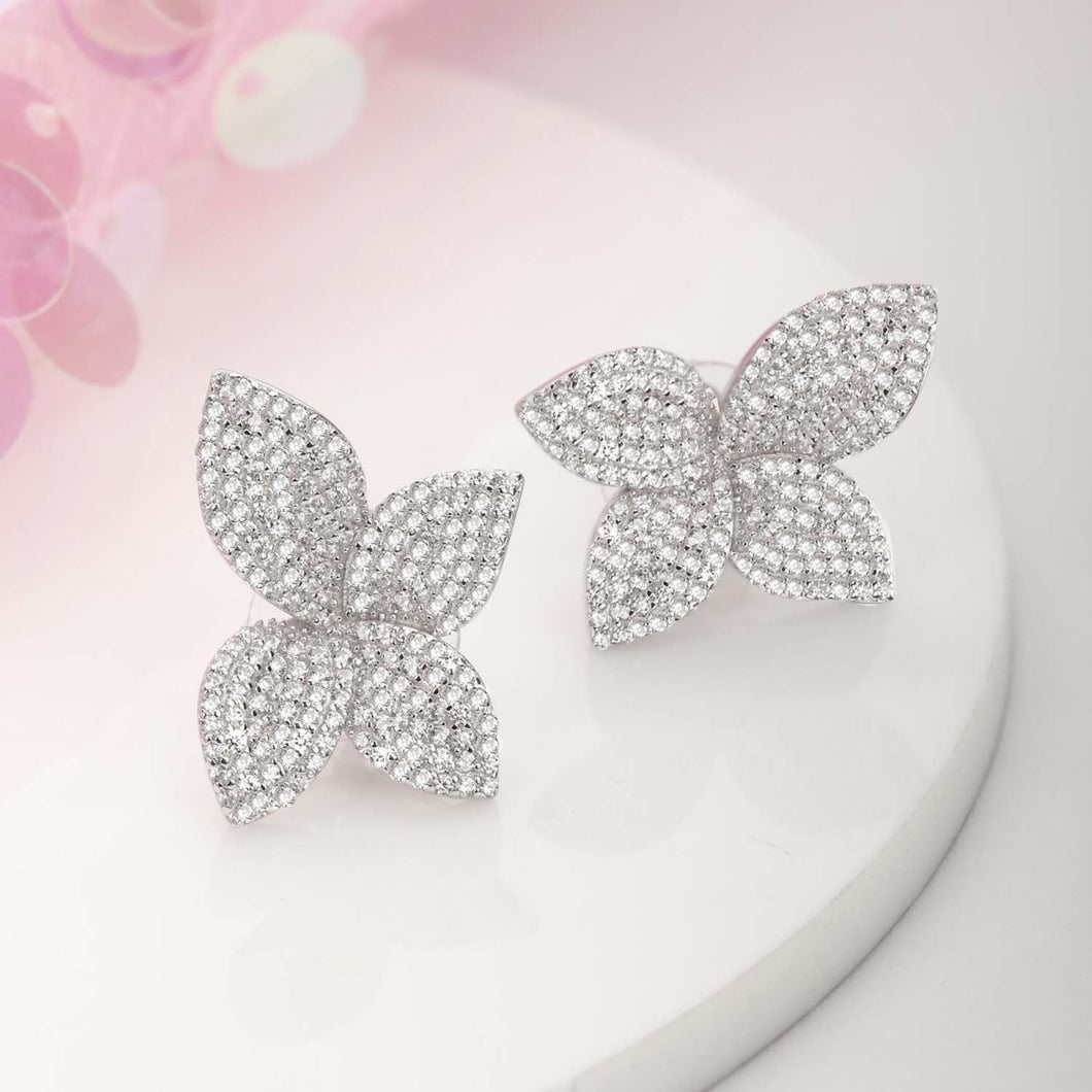Floral Leaf Silver Earrings - Stylishever