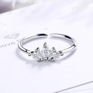 Exotic Princess Crown Silver Ring - Stylishever