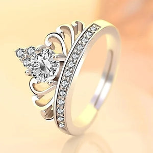 Crown diamond silver ring - Stylishever