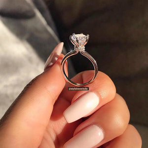 Midnight Satin Solitaire Silver Ring - Stylishever