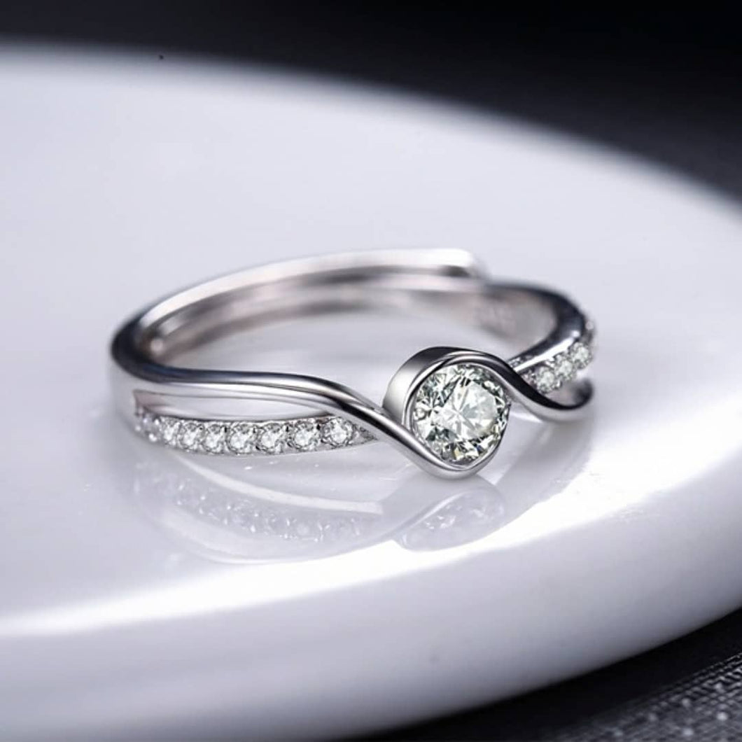 Cubic Zirconia Twisted Silver Ring - Stylishever