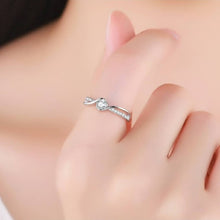 Load image into Gallery viewer, Cubic Zirconia Twisted Silver Ring - Stylishever
