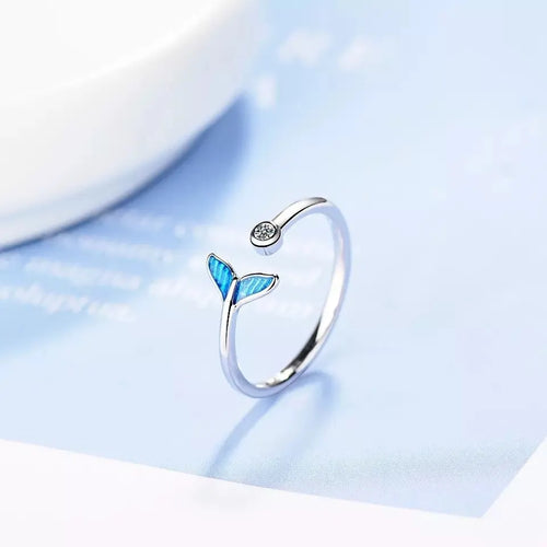 Blue Mermaid Tail Cuff Silver Ring 💍 - Stylishever