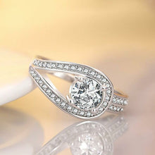 Load image into Gallery viewer, THE FASHIONISTAS LOVE STONES EMBEDDED SOLITAIRE SILVER RING - Stylishever
