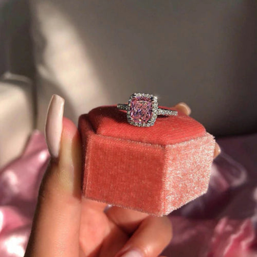 Pink Odessa Luxury Silver Ring - Stylishever
