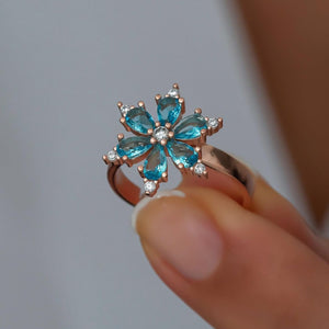 Aqua Flower diamond ring - Stylishever
