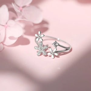 Luxury Stylish Floral Open Silver Ring - Stylishever