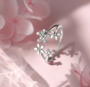 Luxury Stylish Floral Open Silver Ring - Stylishever