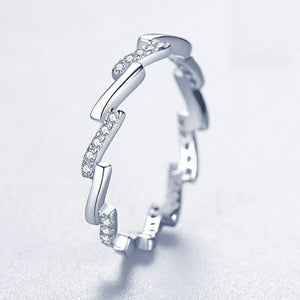 Unique Zig Zag Diamond Silver Ring - Stylishever