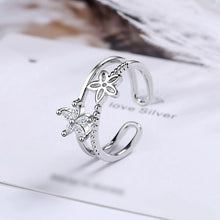 Load image into Gallery viewer, Double Layer Flower Hollow Inlaid Zircon Silver Ring - Stylishever
