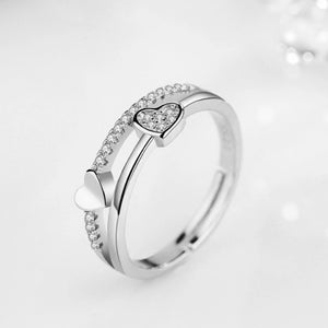 Heart Layered Silver Ring - Stylishever