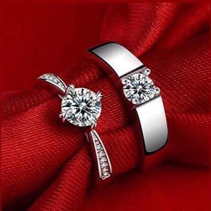 Crystal American Diamond couple ring - Stylishever
