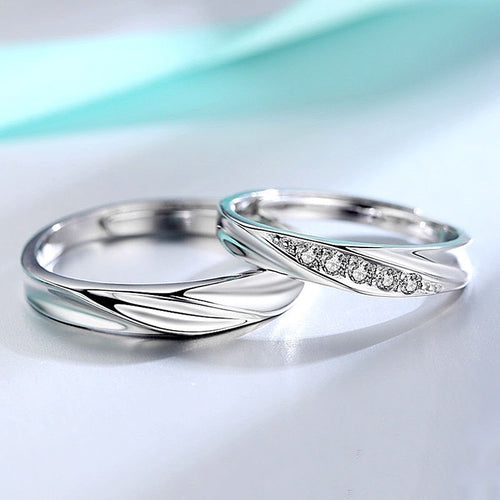 Flame micro diamond couple ring - Stylishever