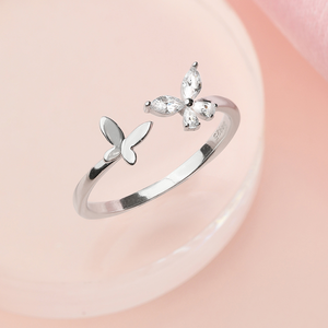 Shiny Graceful Butterfly Silver Ring - Stylishever