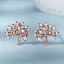 Load image into Gallery viewer, Silver Rose Gold Tree Of Life Earrings - Stylishever
