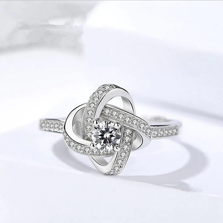 Dainty Floral White Zircon Adjustable Silver Ring - Stylishever