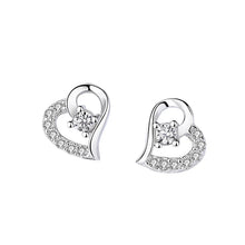 Load image into Gallery viewer, Stylish Heart Solitaire Silver Earrings - Stylishever
