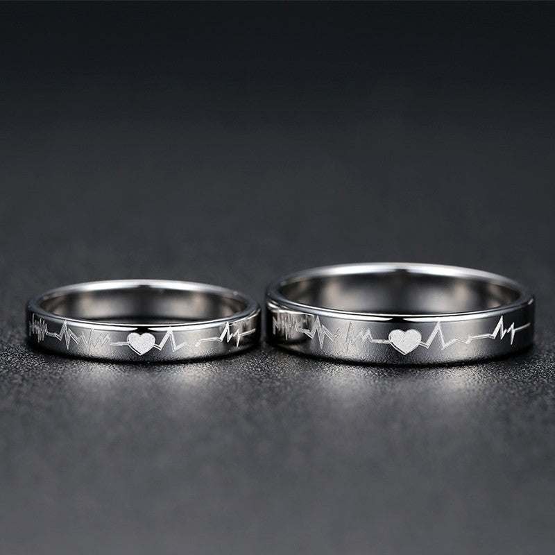 HEART BEAT COUPLE SILVER RING - Stylishever