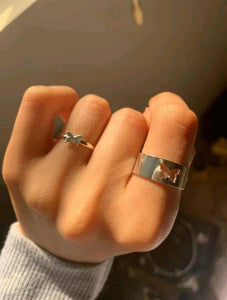 Butterfly couple ring set adjustable - Stylishever
