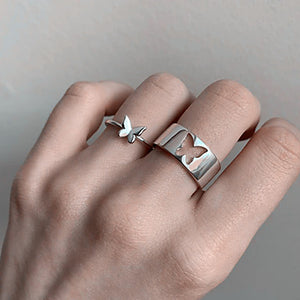 Butterfly couple ring set adjustable - Stylishever