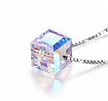 Load image into Gallery viewer, Swarovski Crystal Aurora Borealis Cube Necklace 🌈 GLOW - Stylishever
