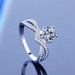 Mariede Crown Moissanite Silver Ring - Stylishever