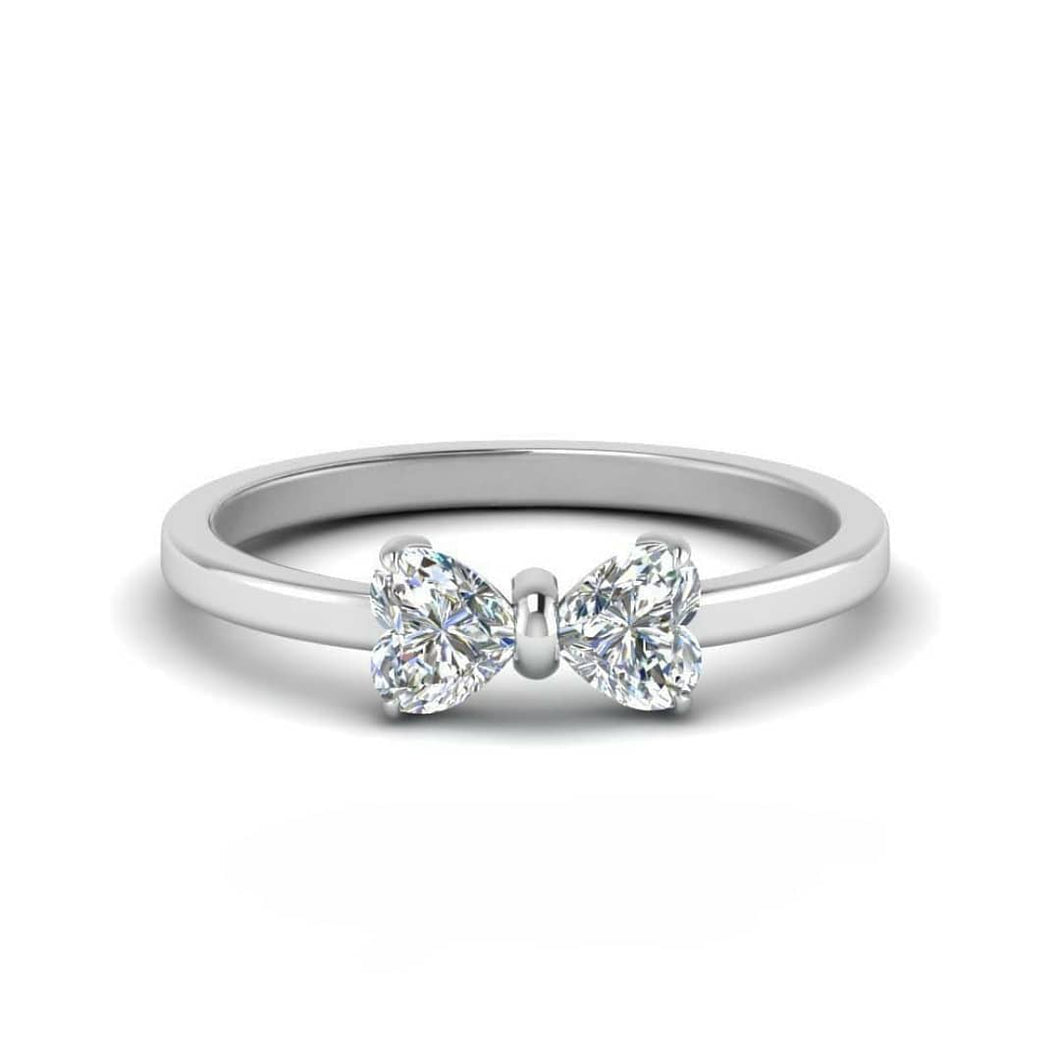 Sparkling White Sapphire Diamond Bowknot Silver Ring 💍 - Stylishever